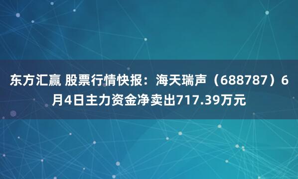 东方汇赢 股票行情快报：海天瑞声（688787）6月4日主力资金净卖出717.39万元